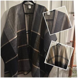 HOLDINA Women’s Warm Weather Checked Pattern Shawl, Poncho, Wrap for Winter/Fall